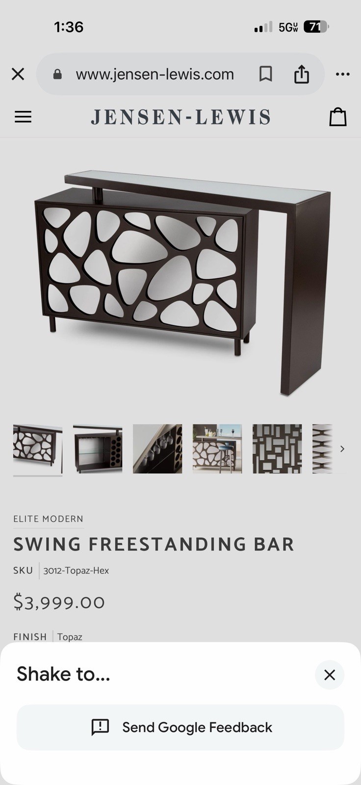 Elite Modern Swing Free Standing Bar Metal Retro MCM Style Carl Muller Bar