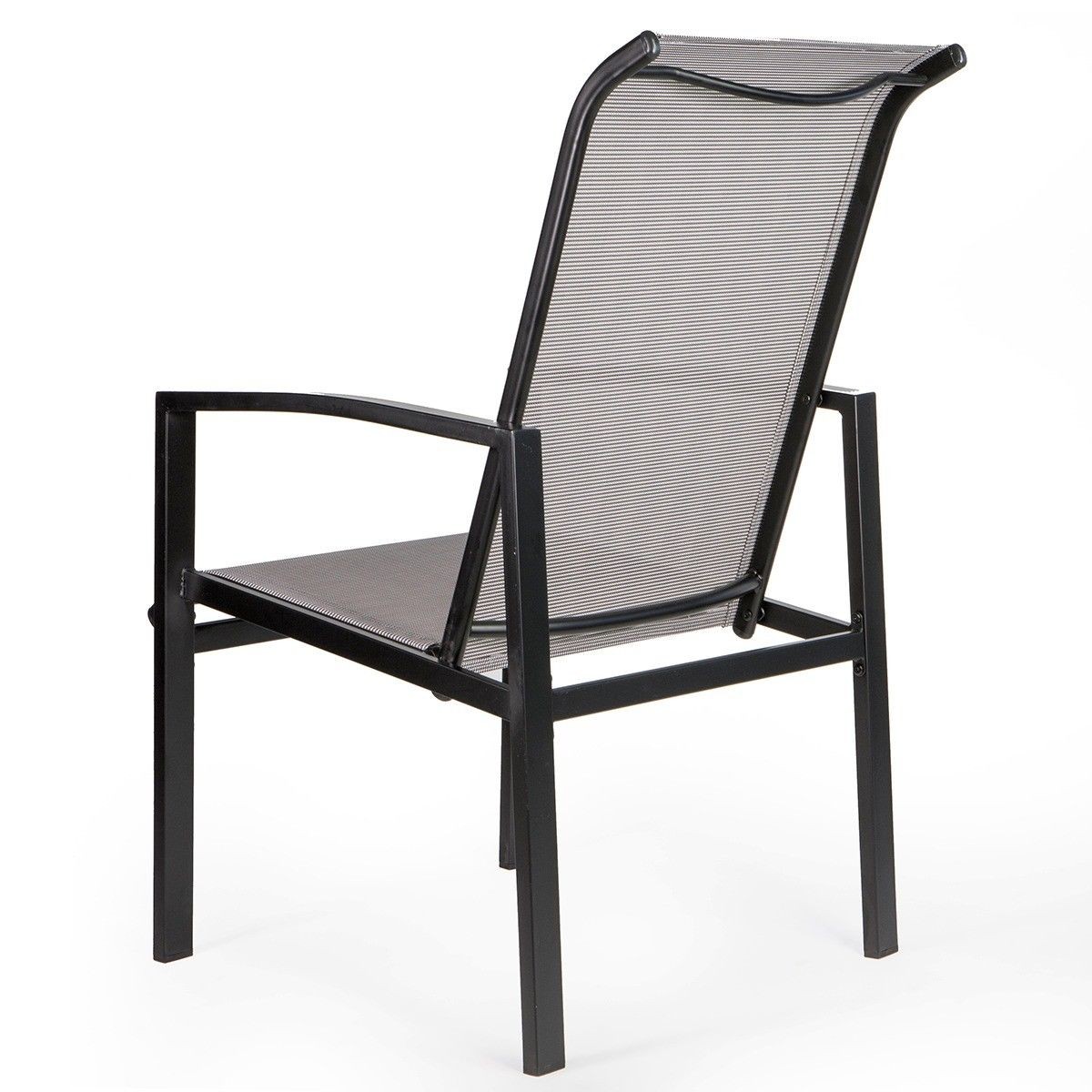 Barton 5Pcs Outdoor Set Mesh High Back Seat Patio Dining Sling Chairs Table Grey