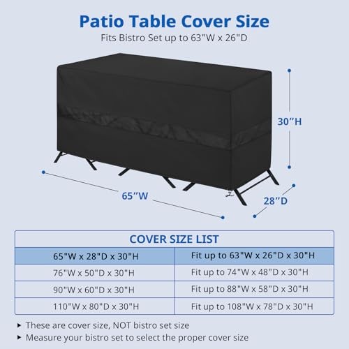 Bistro Set Cover Waterproof, Outdoor Patio 3 Pieces Furniture Set Table and