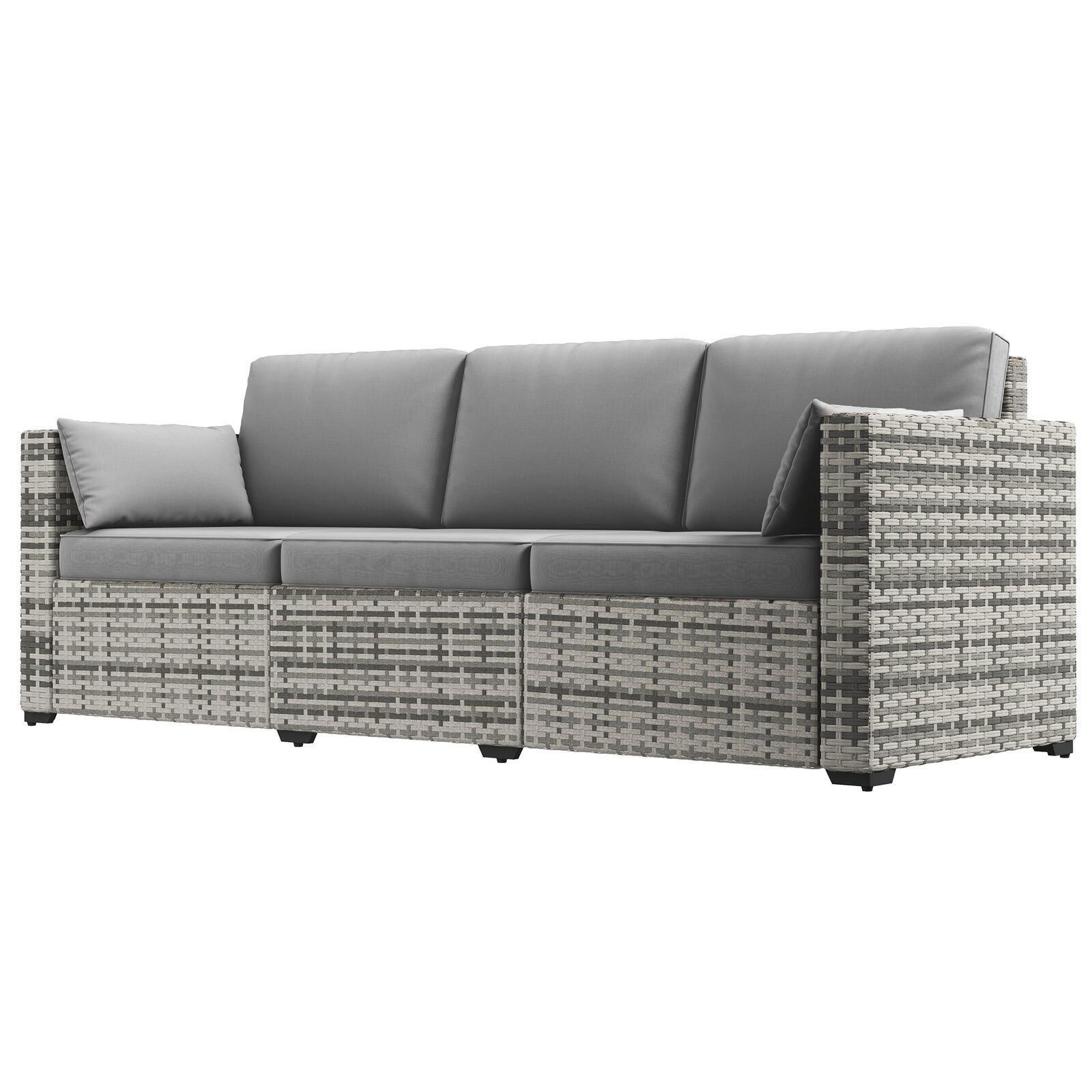 3-Seat Wicker Patio Couch PE Rattan Sofa Outdoor Furniture Deep Seating Cushions