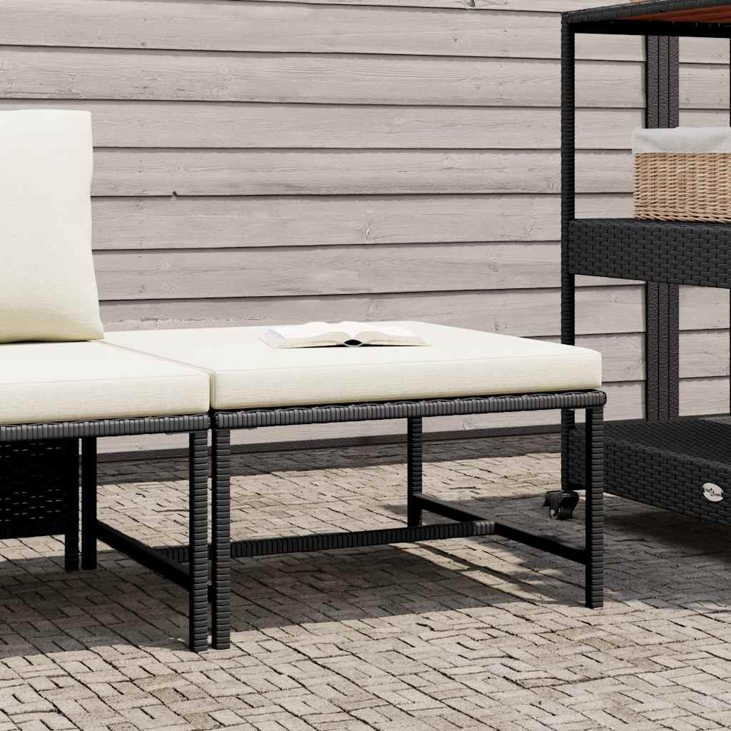 Modular Sectional Sofa with Cushions in Black and Gray Poly Rattan vidaXL