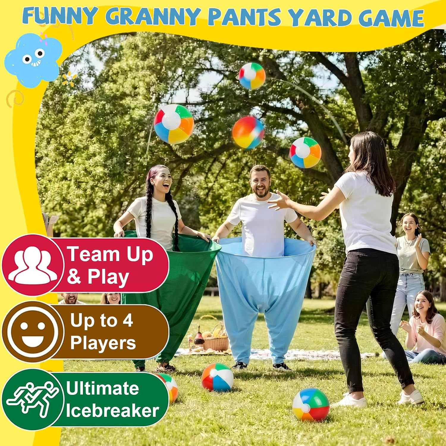 Granny Pants Yard Game Set Outdoor for Adults,4-Color Giant Pants Outdoor Game S