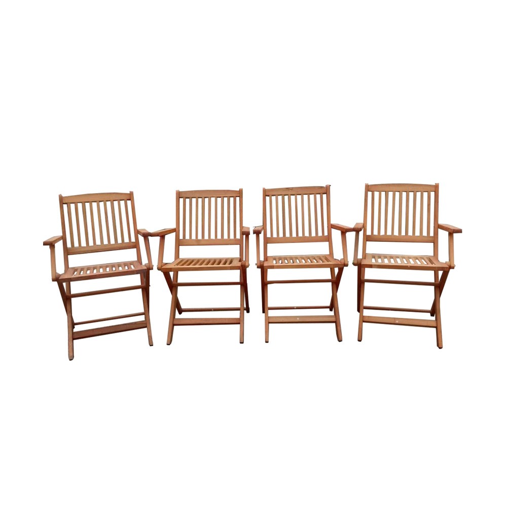 Foldable Patio Dining Set with 4 Chairs, Solid Teak Wood, Indoor Outdoor Use