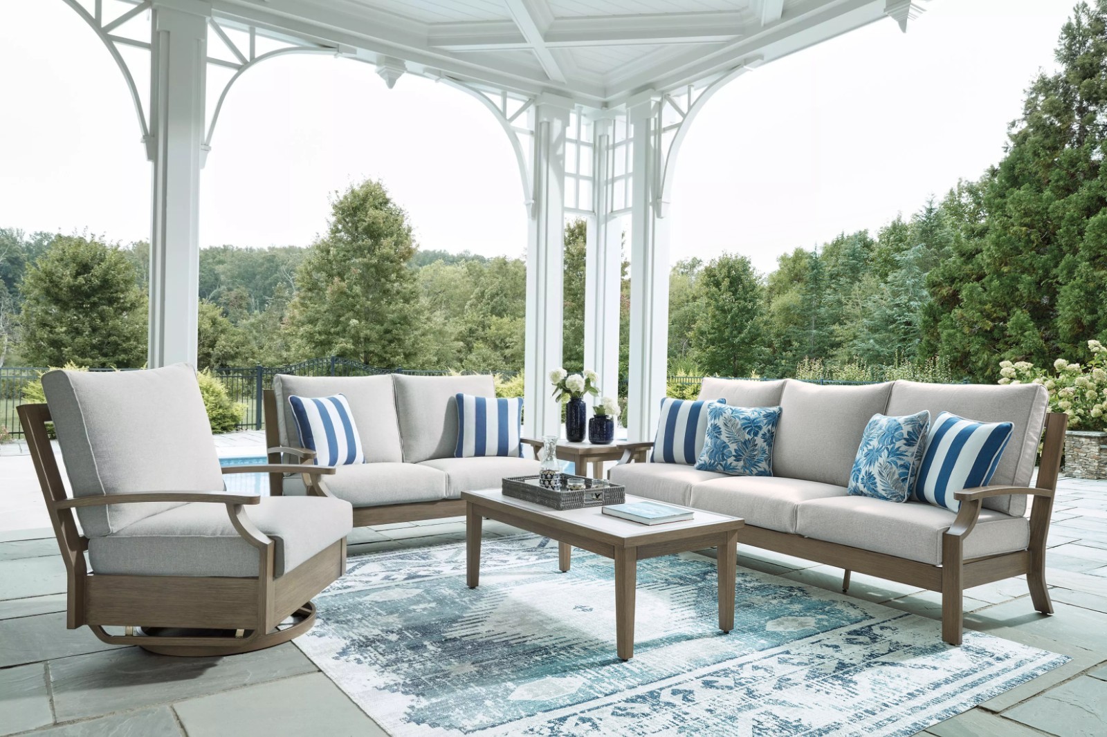 NEW Premium Outdoor Patio Conversation Sofa Furniture Set Beige Gray *Anti-Rust*