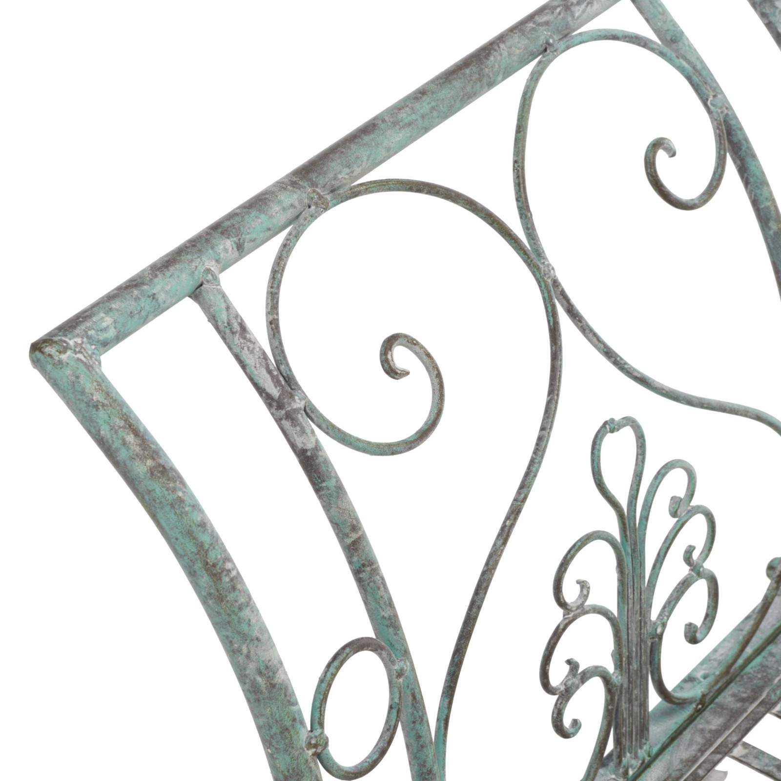 Outdoor Wrought Iron Garden Bench Antique Green Scroll Home Patio Seating