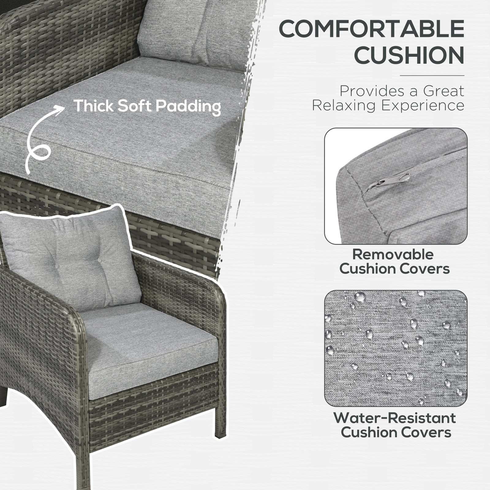 5 Pieces Rattan Wicker Outdoor Patio Conversation Set Lounge Chair and Ottoman