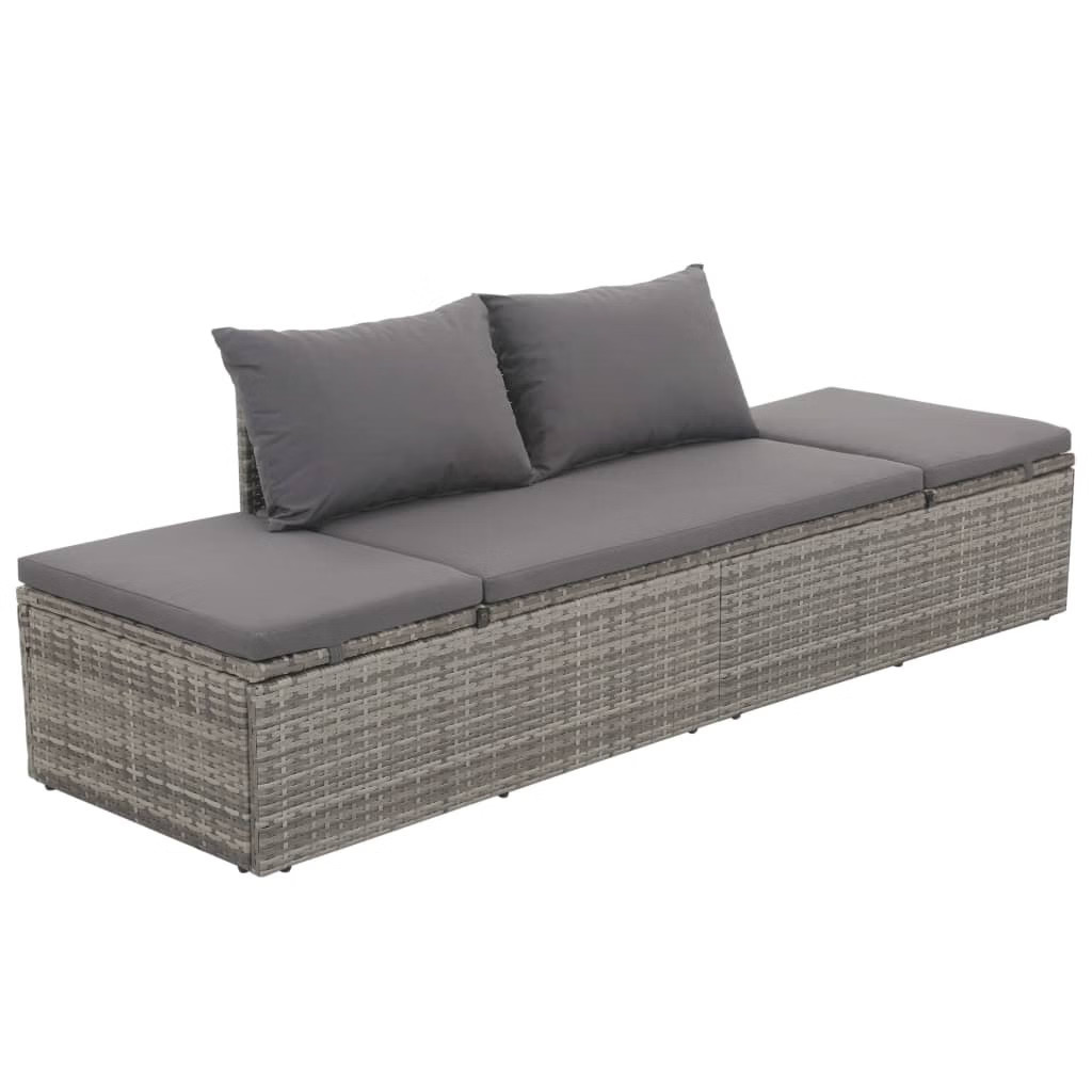 Patio Bed Gray 76.8″x23.6″ Poly Rattan