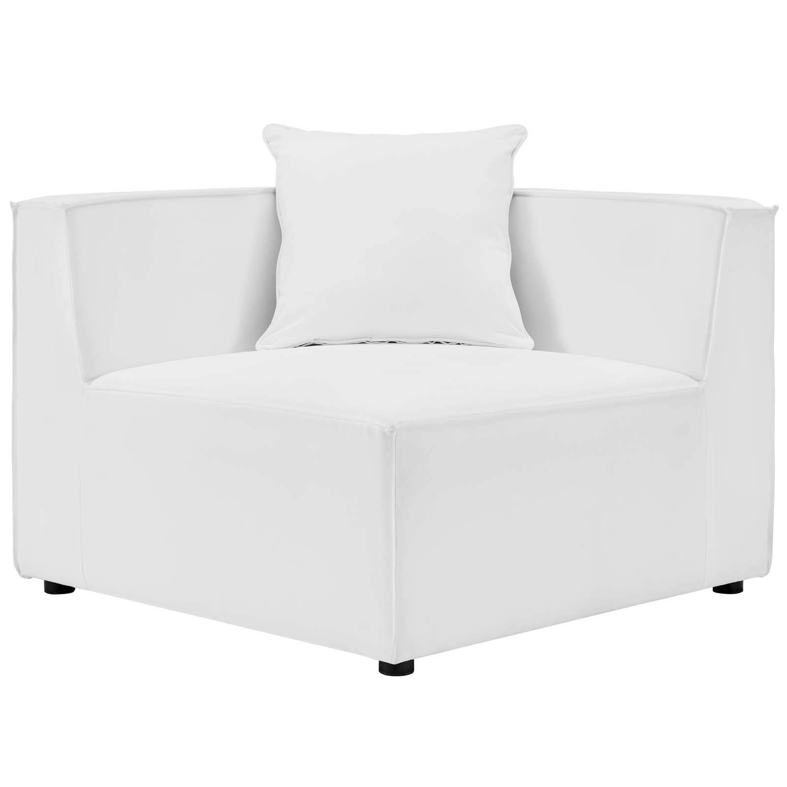 Modway Saybrook 7-Piece Patio Fabric Upholstered Sectional Sofa in White