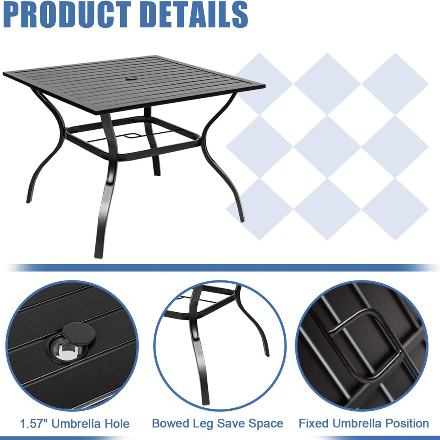 5 Piece Patio Furniture Set Outdoor Dining Table Swivel Chairs Set