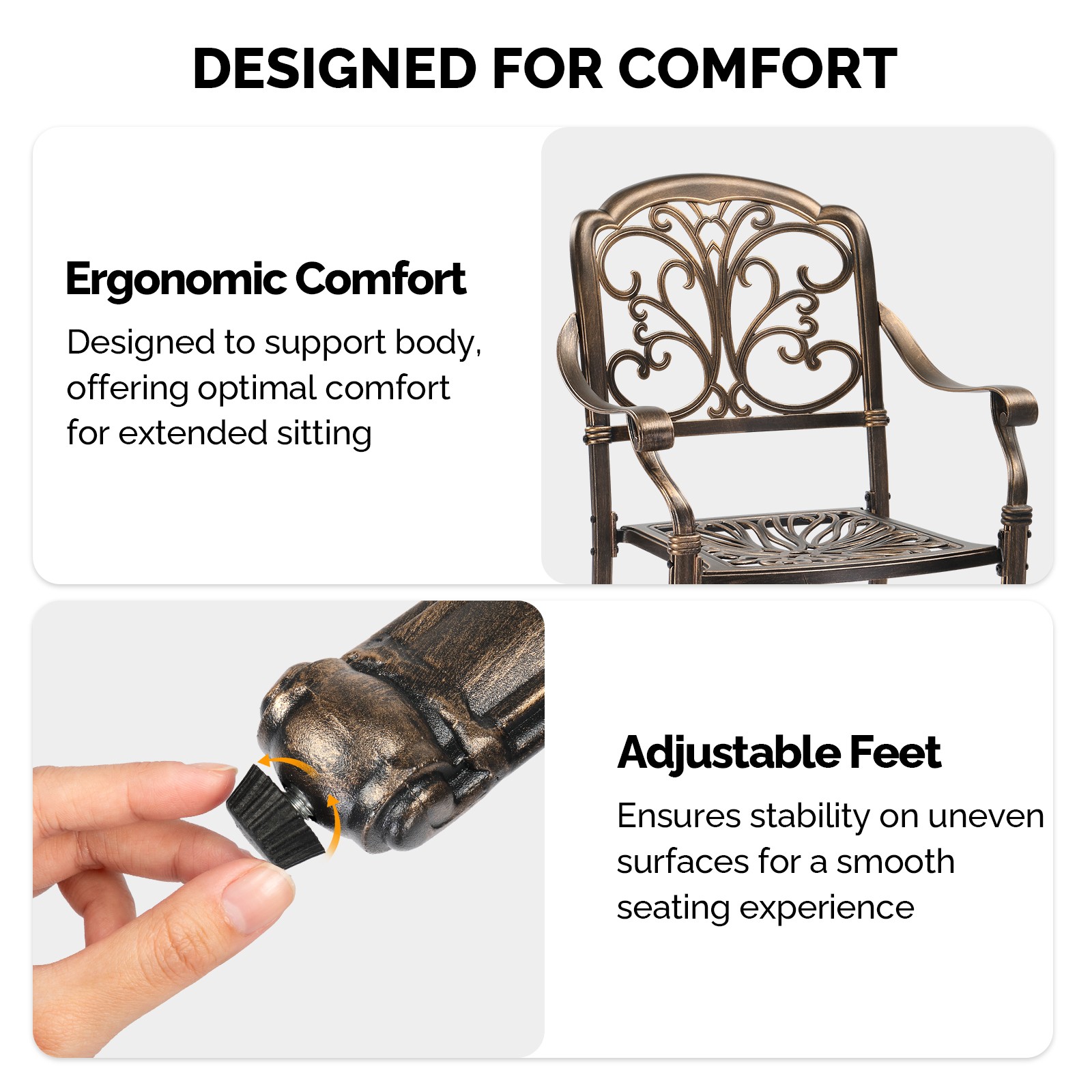 2PCS Patio Bistro Dining Furniture Set Iron Chairs for Indoor Outdoor Garden