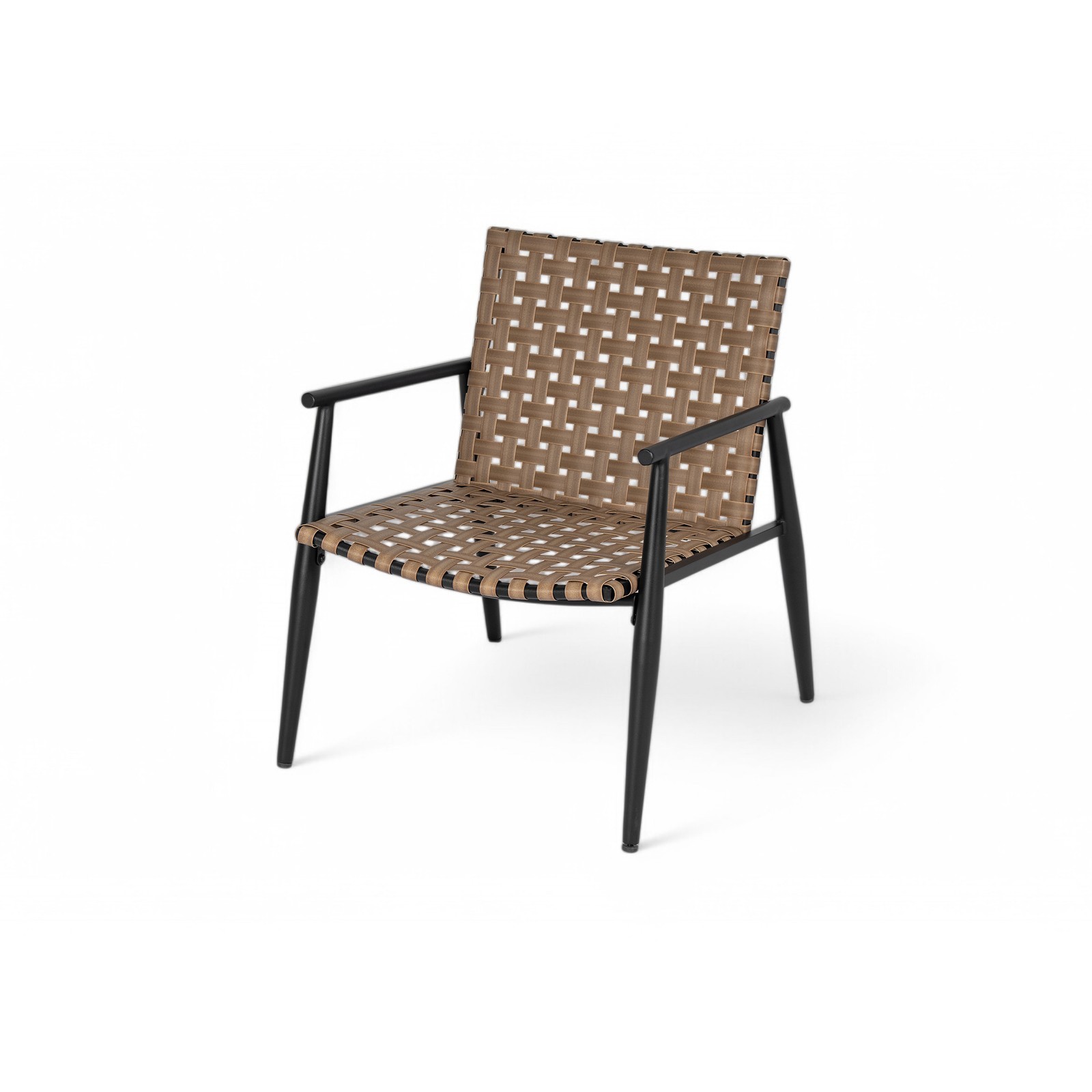 Modern Outdoor Chat Set: 2 PE Rattan Chairs + Black Steel & Glass Side Table