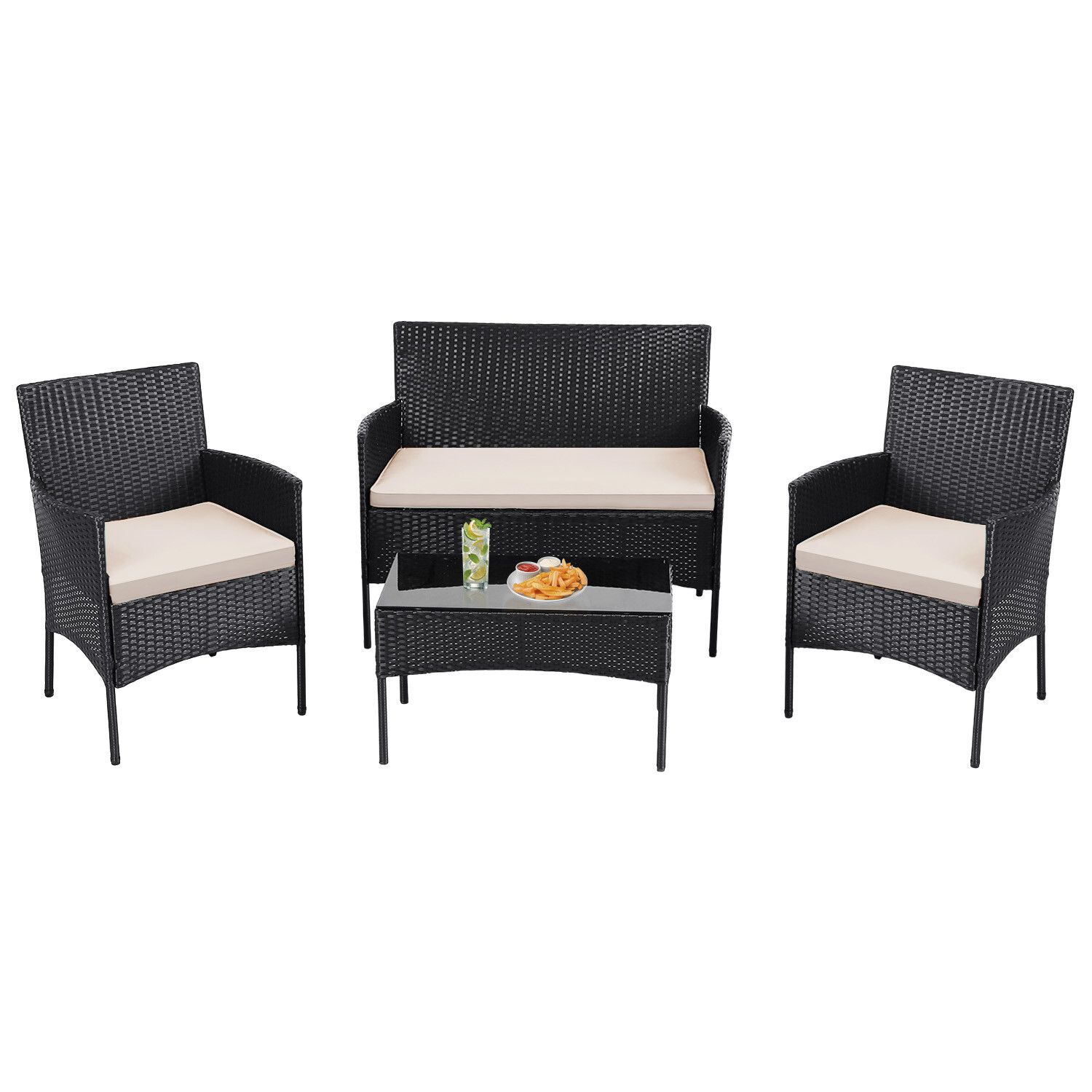 Patio Furniture Set 4 Pieces Outdoor Rattan Chair Wicker Sofa Garden Bistro Sets