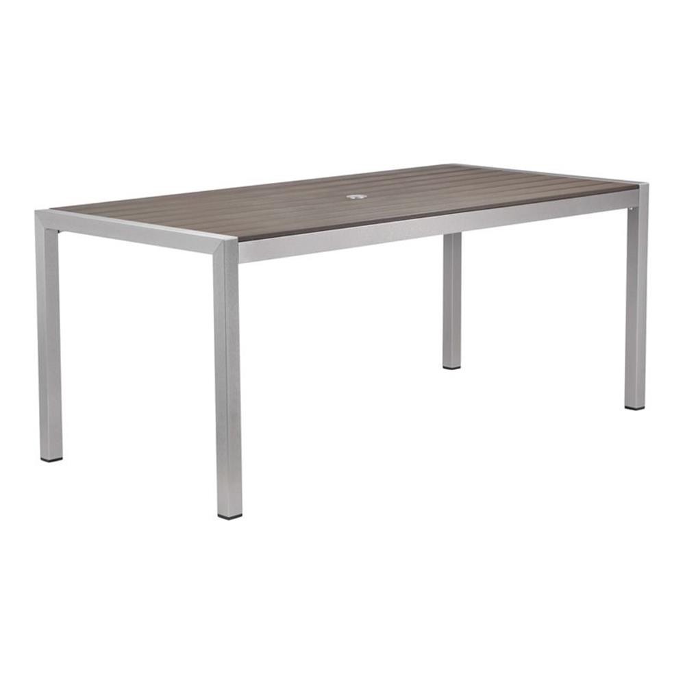 Pangea Home David 71″ Modern Aluminum Patio Dining Table in Gray