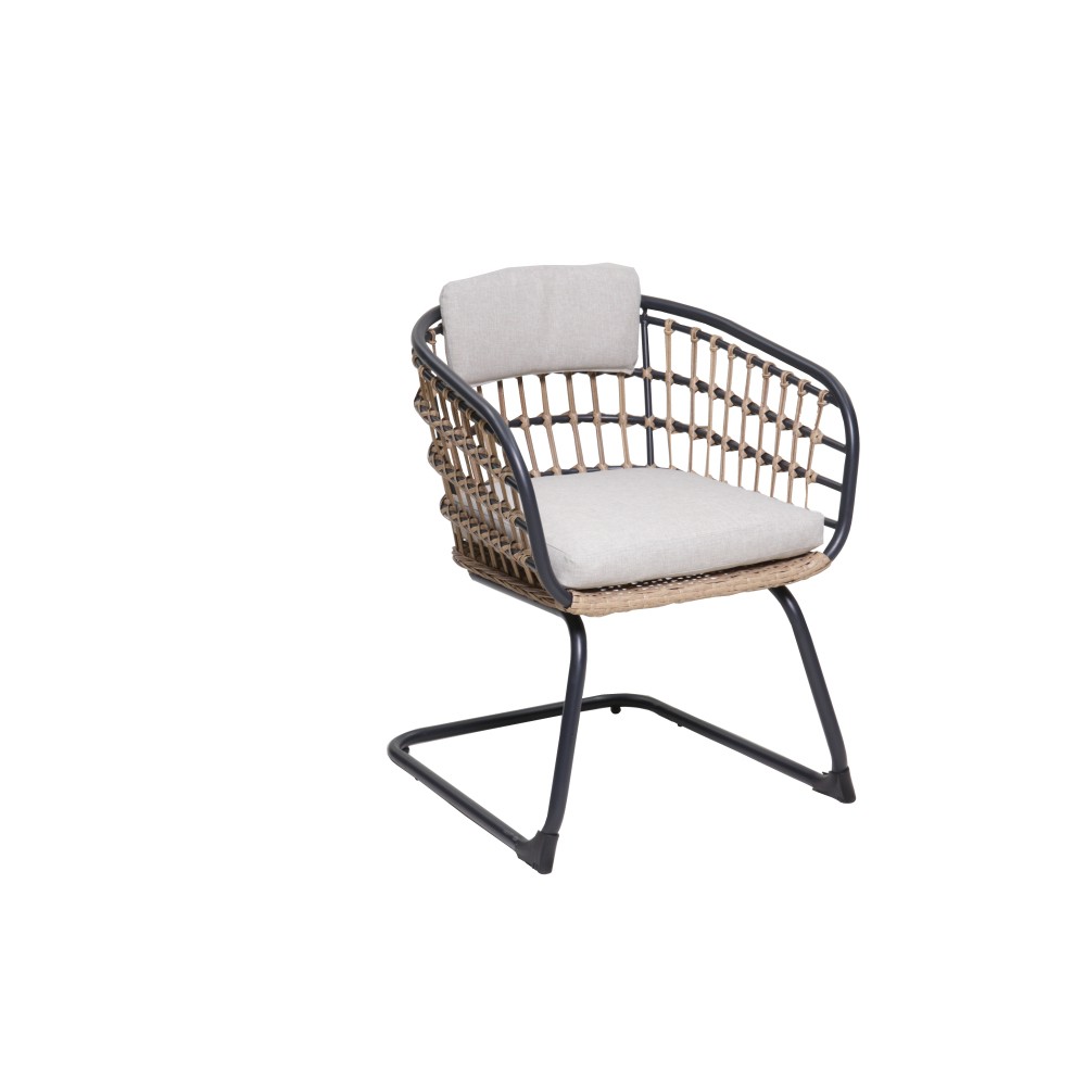 Weather Outdoor Wicker Dining Chairs Set of 2 Steel Frame Patio Furniture