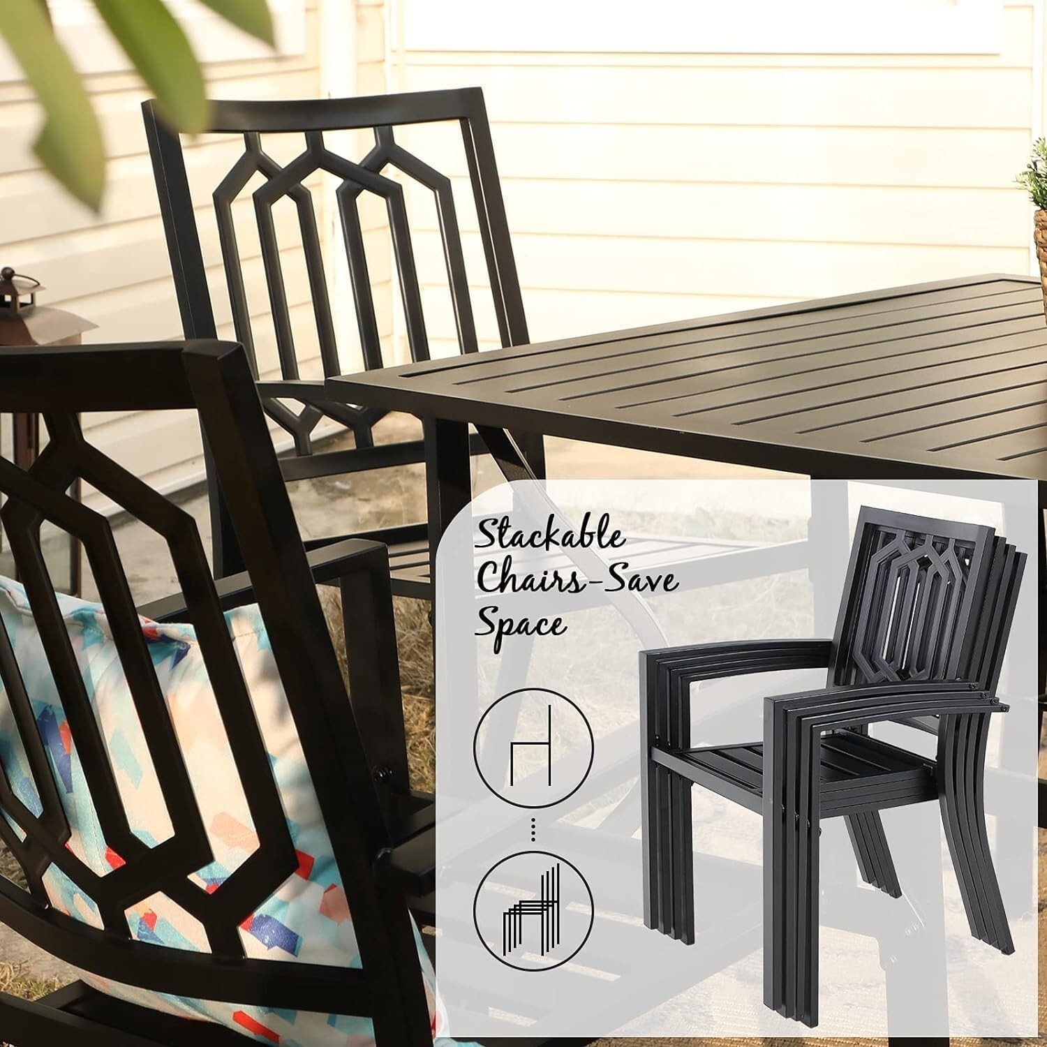 5 Piece Metal Patio Furniture Set Outdoor Table Chairs Dining Set Bistro Tables