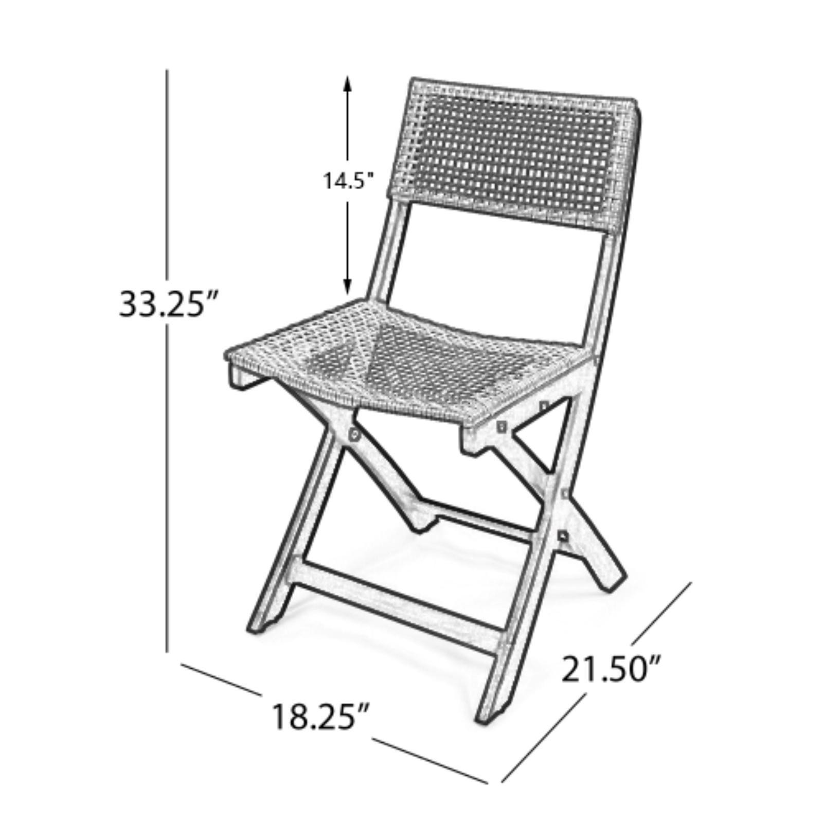 Foldable Acacia Wood Bistro Chairs – Set of 2 Wicker Seats, Natural Elegance