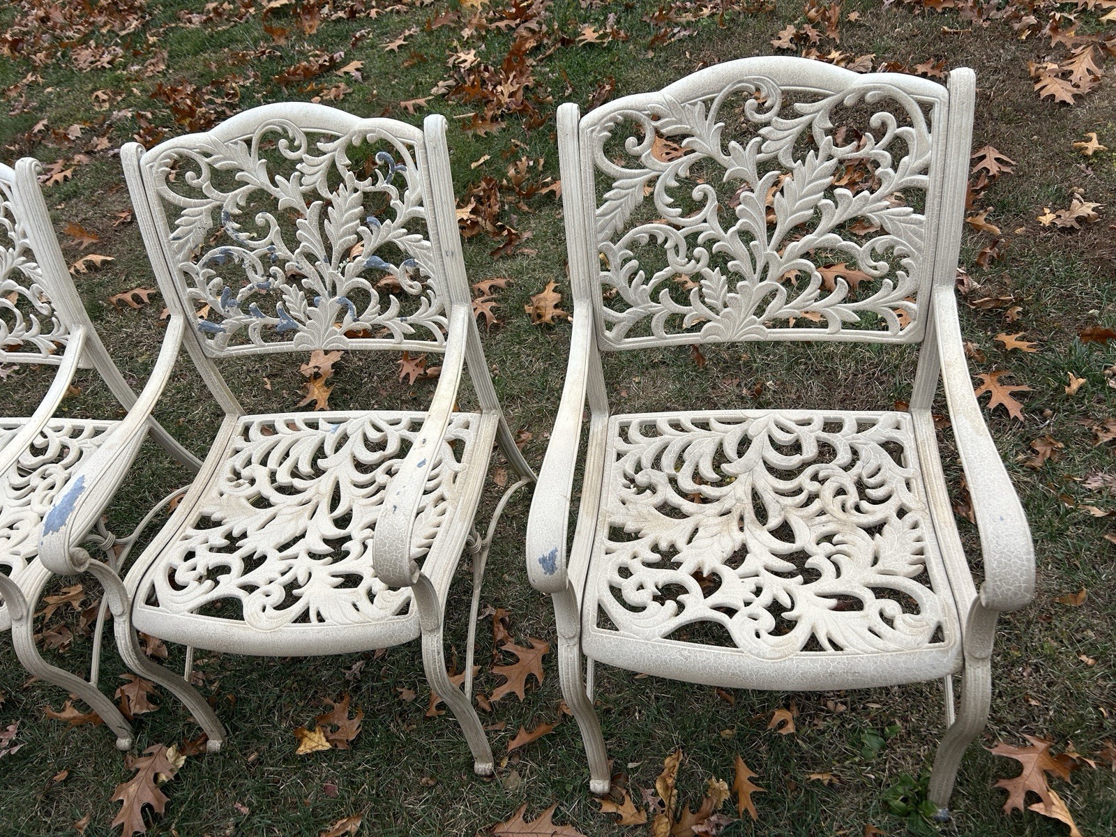Beautiful Cast Aluminum Patio Set 8 Chairs And Table Stand *