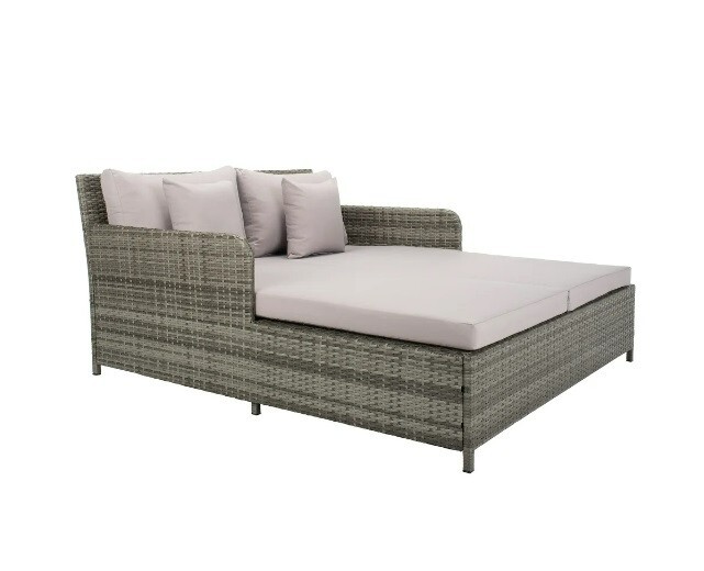 Grey Outdoor Patio Wicker Day Bed Pillow Cushion Rattan Pool Side Deck Sun Room
