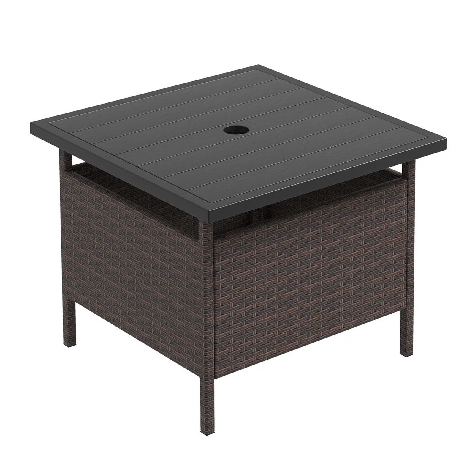22” Patio Rattan Square Side End Table Garden Bistro Umbrella Stand Table W/…