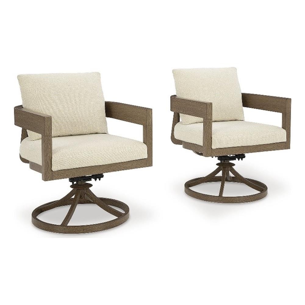 Pemberly Row Set of 3 Aluminum Outdoor Sofa Sets in Beige and Brown