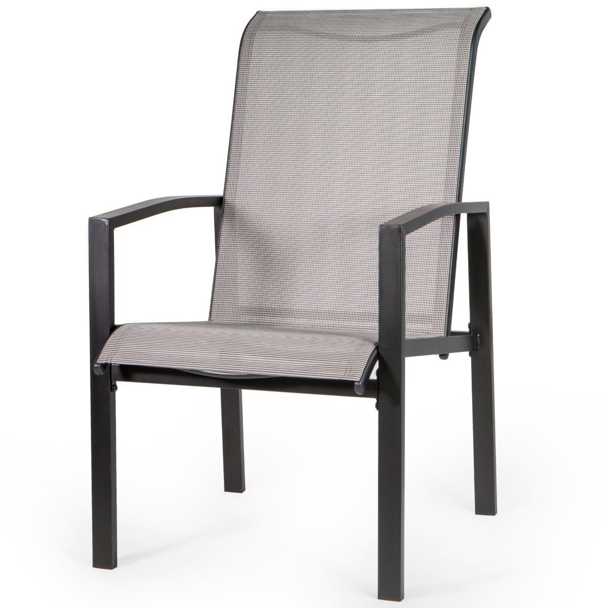 Barton 5Pcs Outdoor Set Mesh High Back Seat Patio Dining Sling Chairs Table Grey