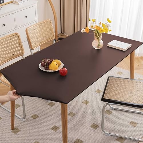 PU Stretch Fitted Rectangle Tablecloth with 55″ x 35″ (Rectangular) Coffee