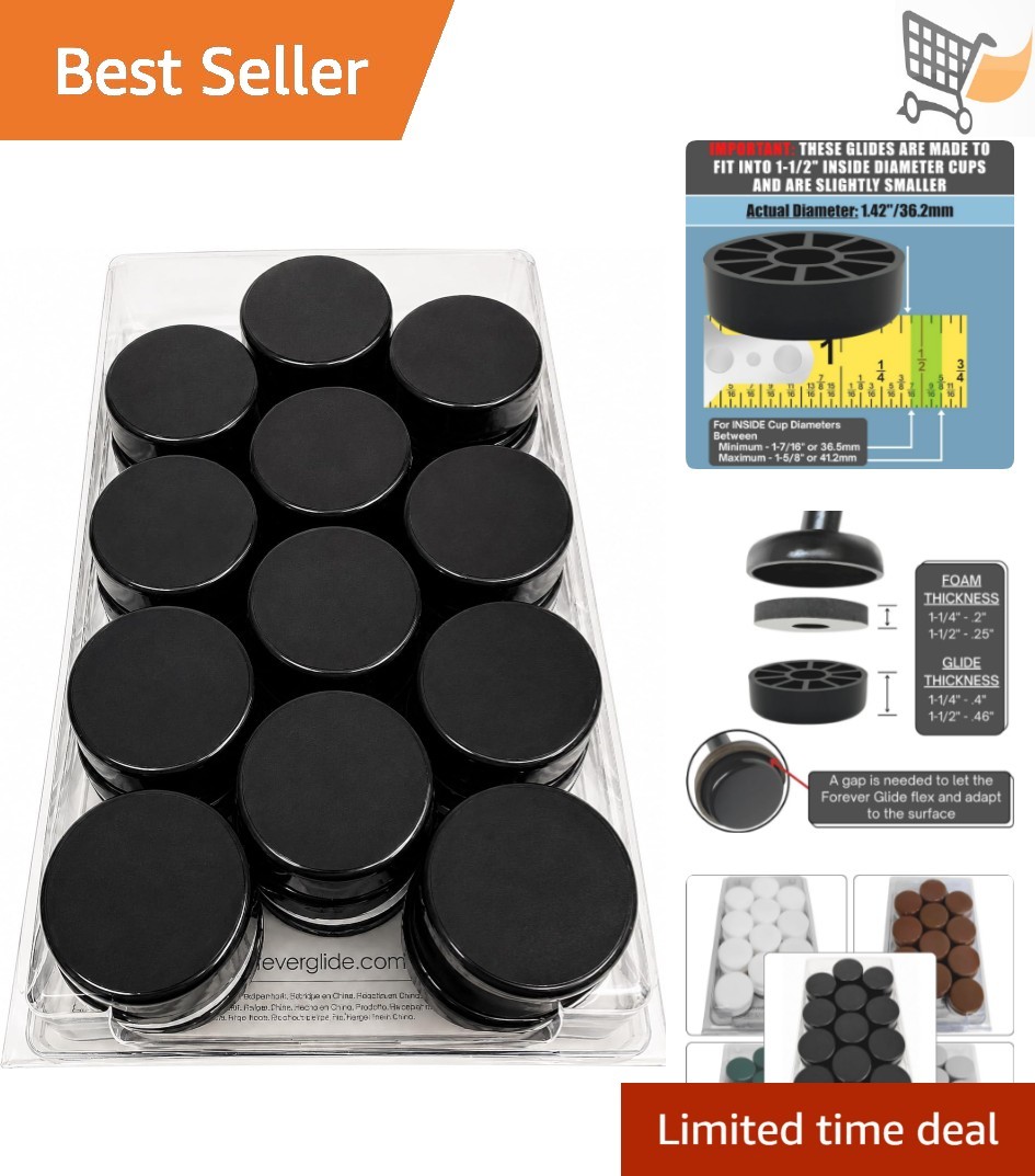 Wrought Iron Furniture Glides Plastic 1-1/2 Inch Outdoor Floor Protectors 24-…