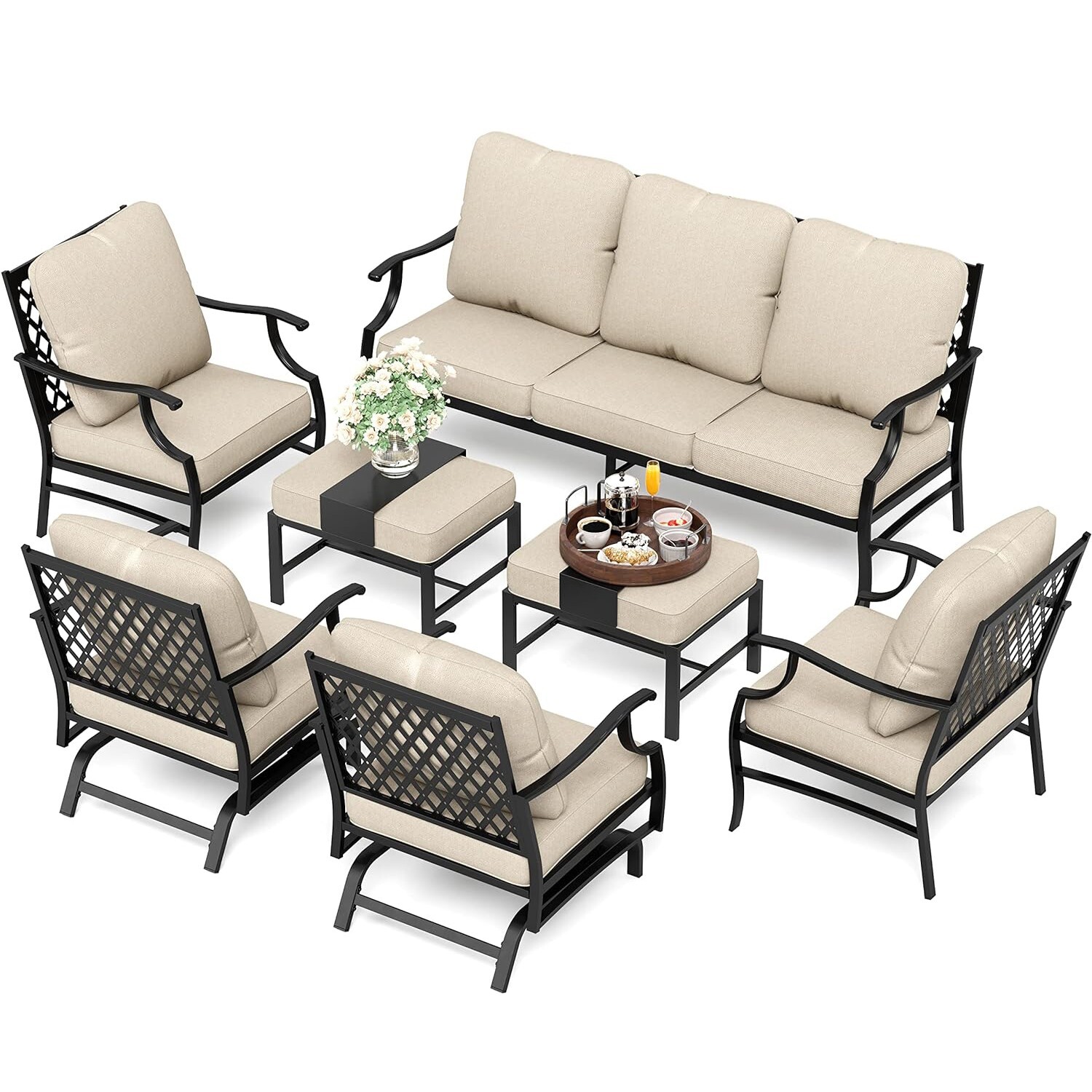 7 Piece Patio Furniture Set Outdoor Conversation Set for Lawn Garden Backyard US