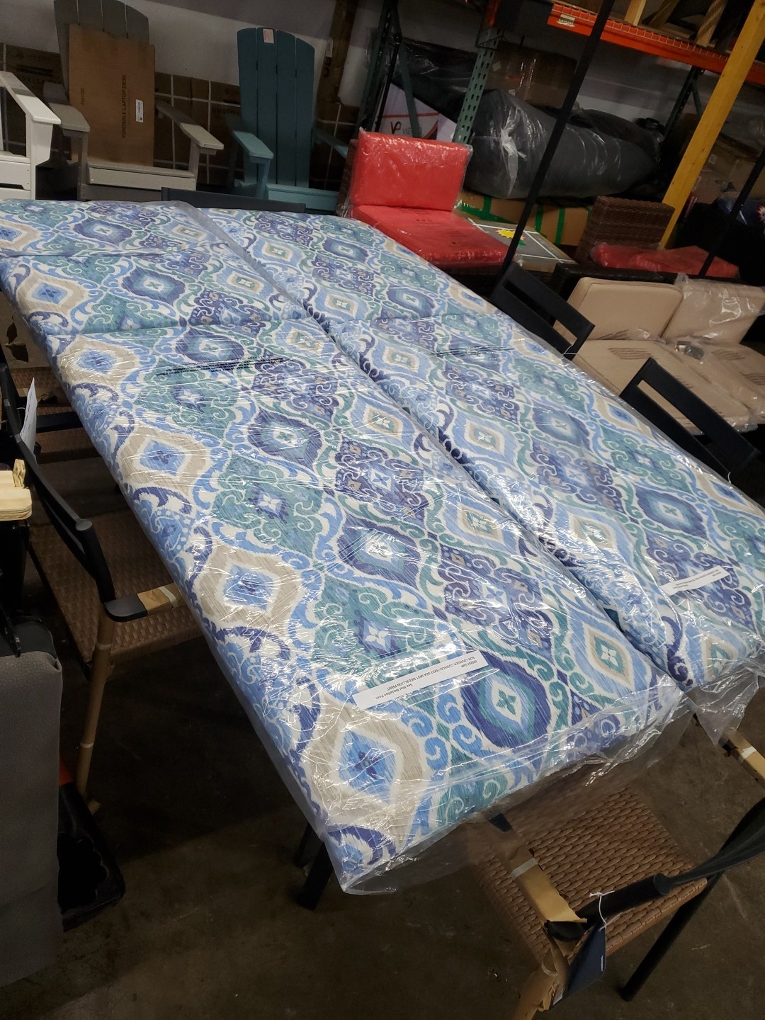 2 Sun Lounger Cushion Sea Mist Medallion Print fabric 76x23x1.2in