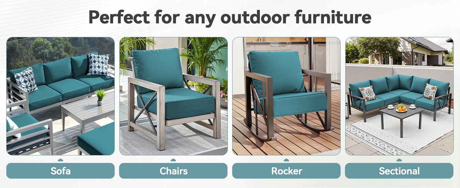 Outdoor Chair Cushions for Patio Furniture – 1 Pack Outside High Back Thick