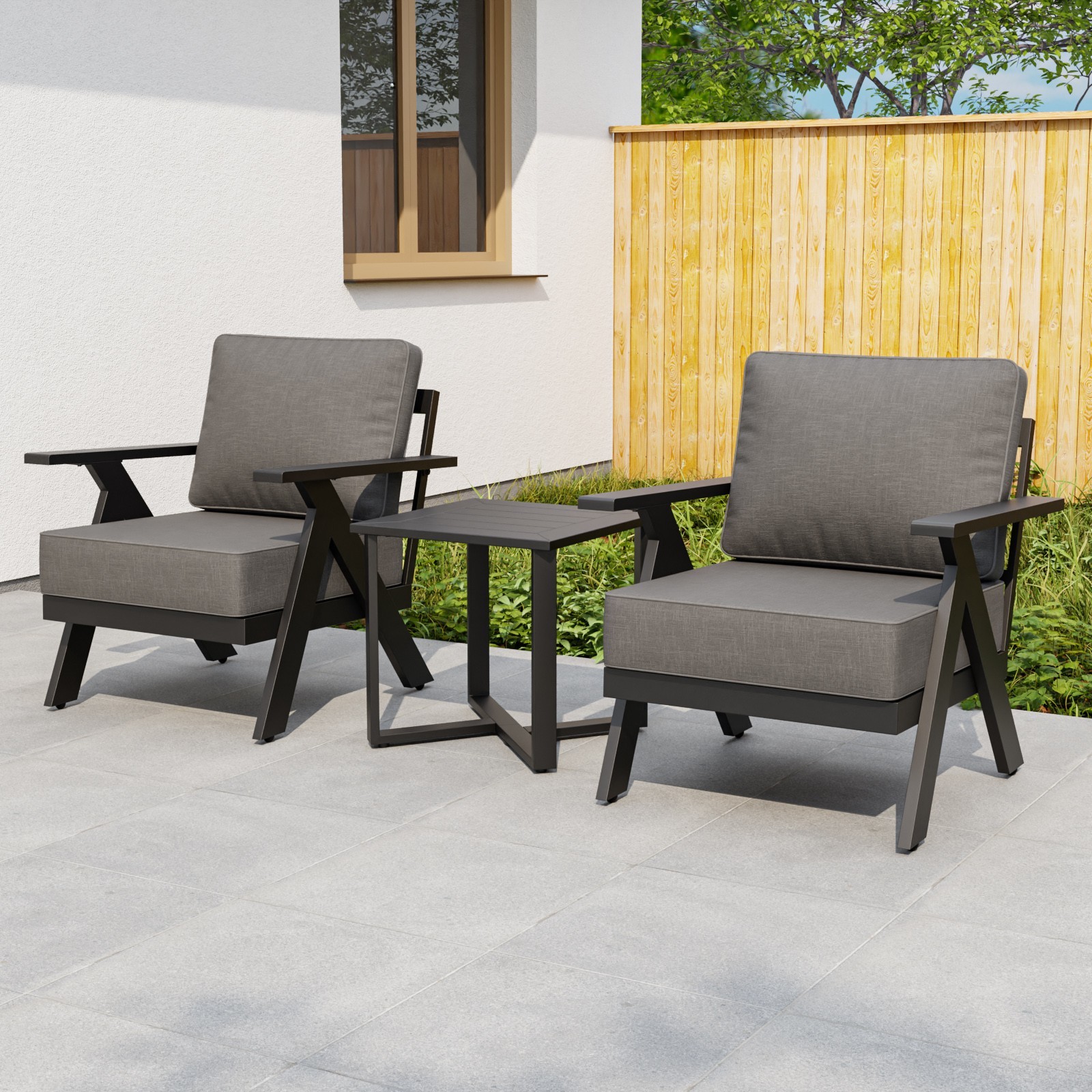 EAGLE PEAK Outdoor Bistro Set Modern Patio Chairs and Table 3PCS Furniture Set