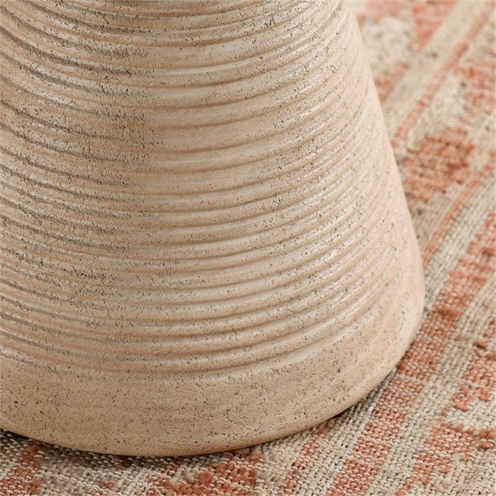 Pemberly Row Concrete Stone Ceramic Outdoor Accent Table in Beige