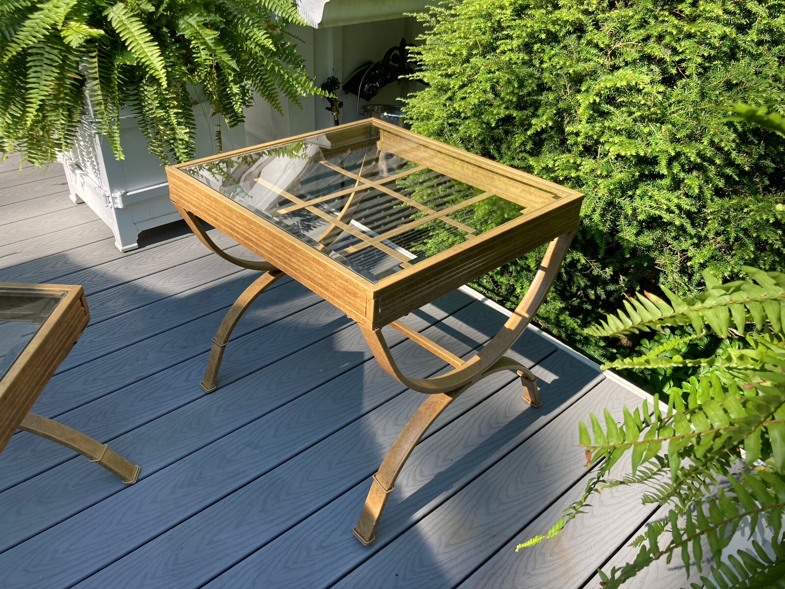 3 RESTORATION HARDWARE INDOOR OUTDOOR STEEL GLASS PATIO DECK COFFEE & END TABLES