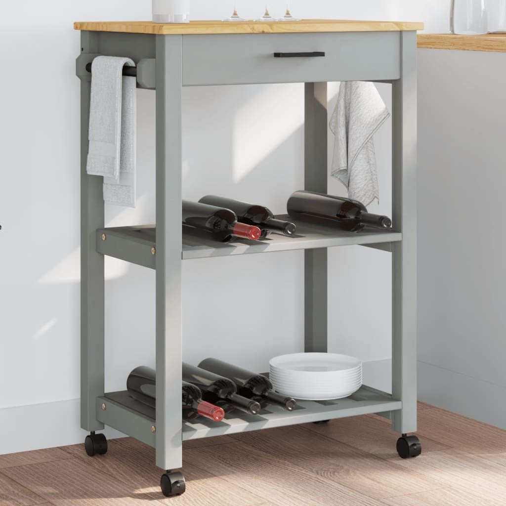 Kitchen Trolley MONZA 23.6″x15.7″x34.8″ Solid Wood Pine