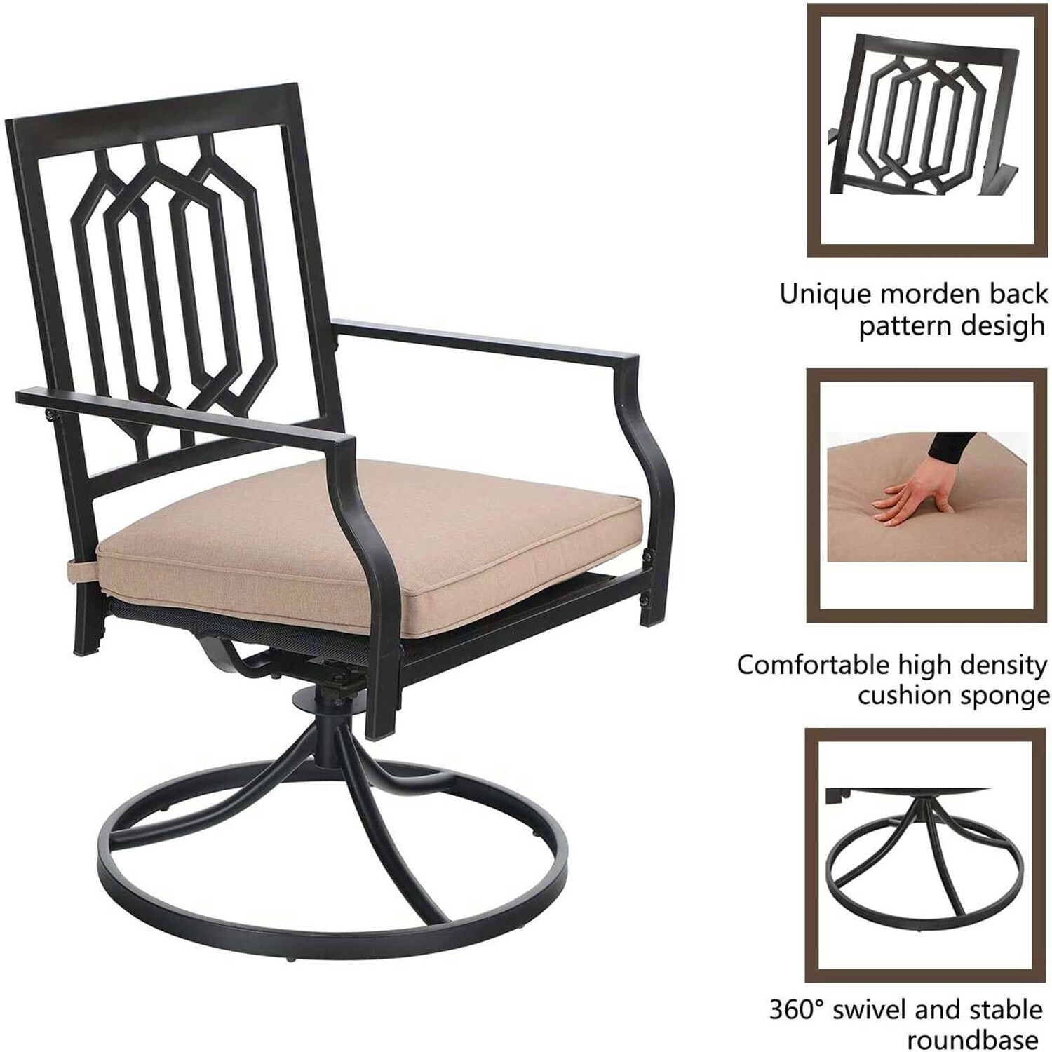 5 Piece Patio Furniture Set Outdoor Dining Table Swivel Chairs Set