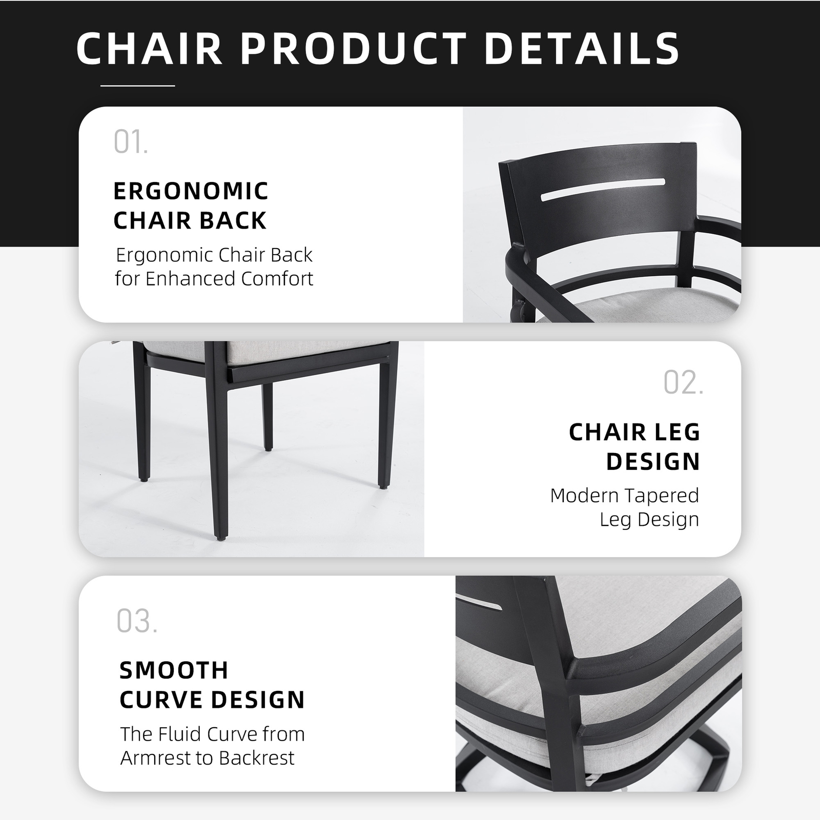 7 Pieces Patio Dining Set 71″ Table Sintered Stone Top 4 Chairs 2 Swivel Rockers