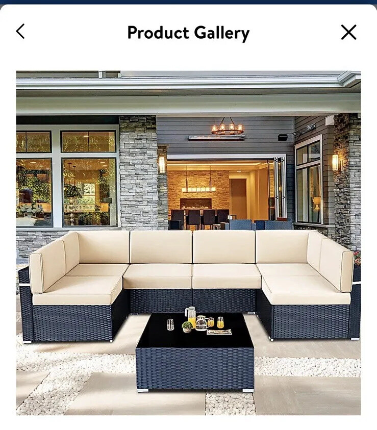 7 Piece Rattan Sectional Sofa Set