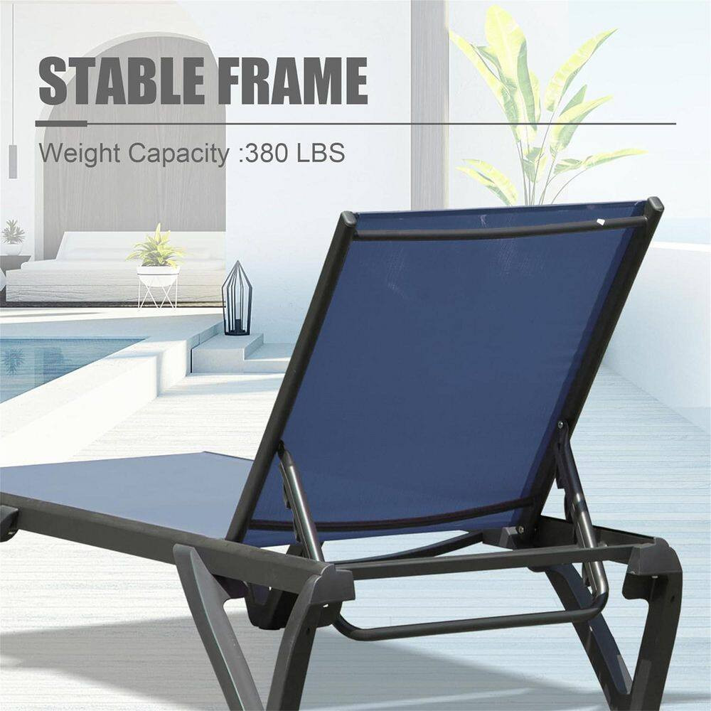 3-Piece Patio Chaise Lounge Set, Aluminum Metal Outdoor Sectional Set Side Table