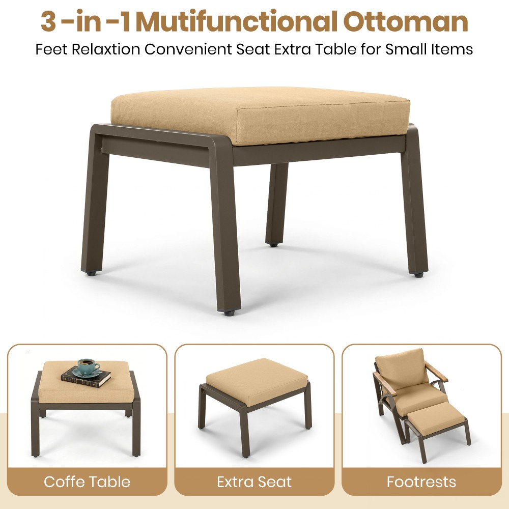 6-Piece Outdoor Patio Furniture Set, Steel Frame Sofa Set with Coffee Table