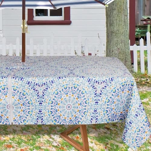 Outdoor and Indoor 60×84 inch Tablecloth with Umbrella 60×84″,zipper Mandara