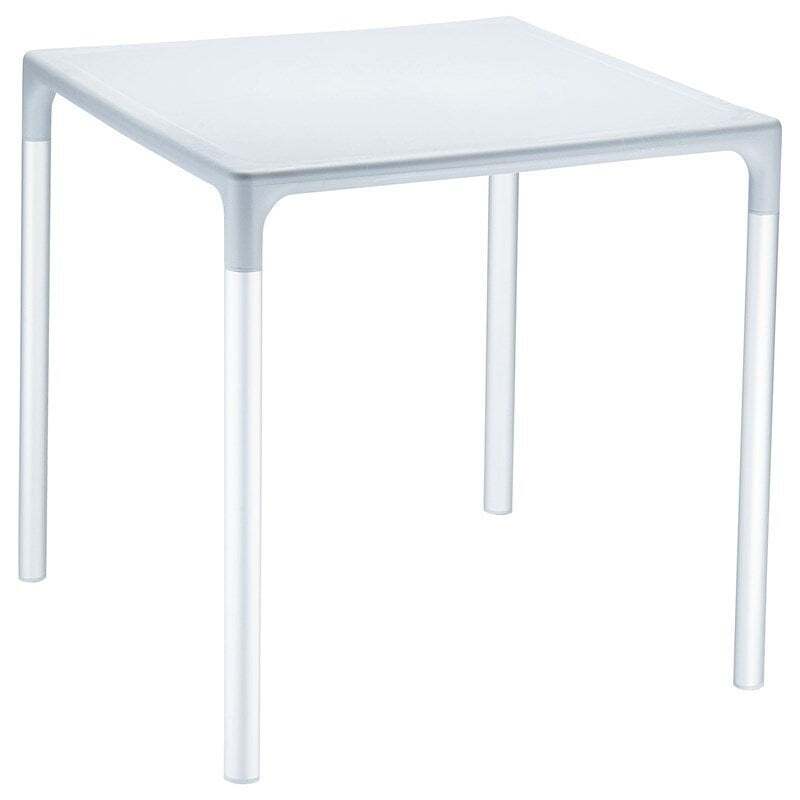 Compamia Mango 28″ Aluminum Patio Dining Table in Silver Gray