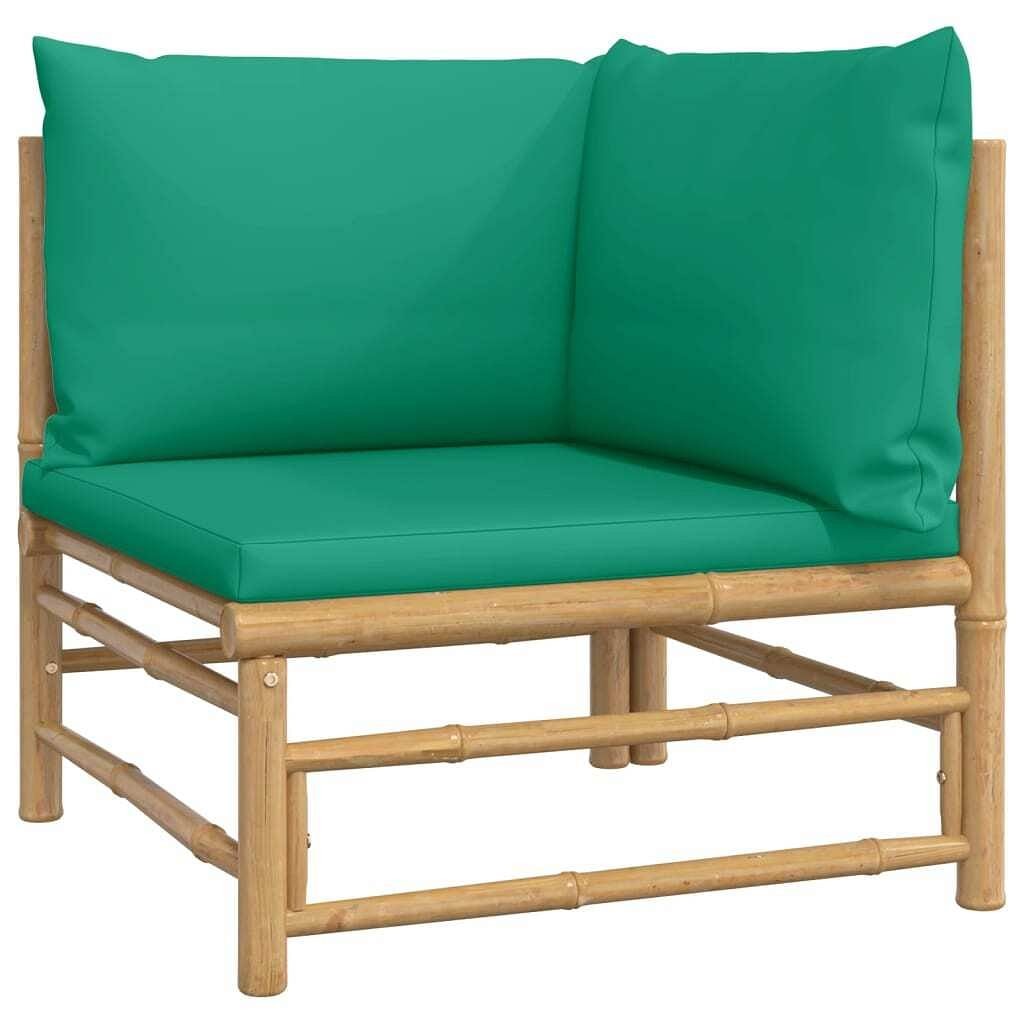 vidaXL Garden Lounge Set Natural Bamboo, Green Bamboo, Polyester Medium