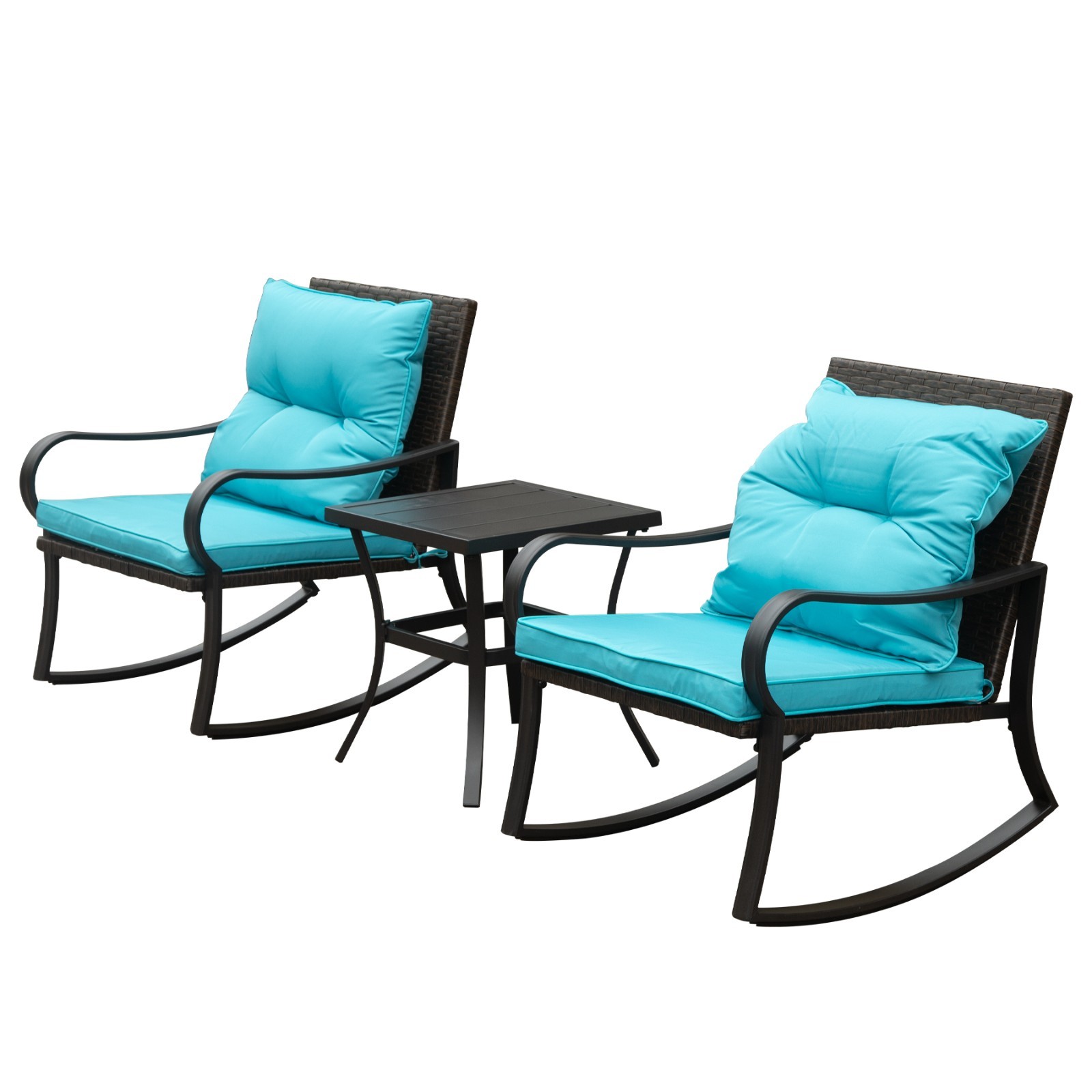 Outdoor Metal 2 – Person Rocking Seating Group with Cushions for Patio & Garden
