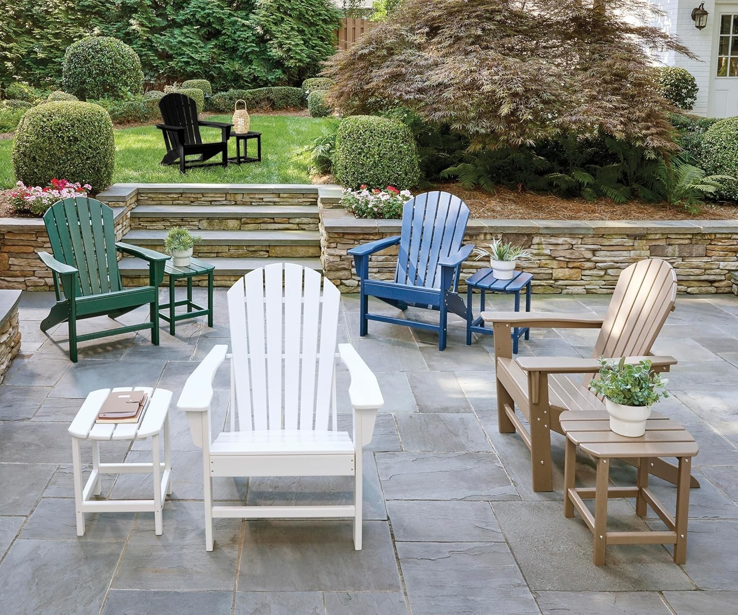 Sundown Treasure Outdoor Patio HDPE Adirondack Chair, Light Brown