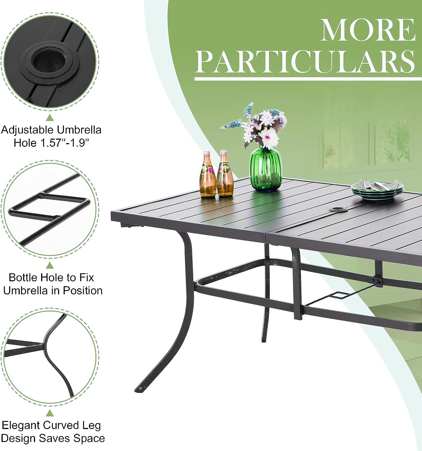 7 Piece Outdoor Dining Set Patio Chairs &Metal Table for Backyard Heavy Duty