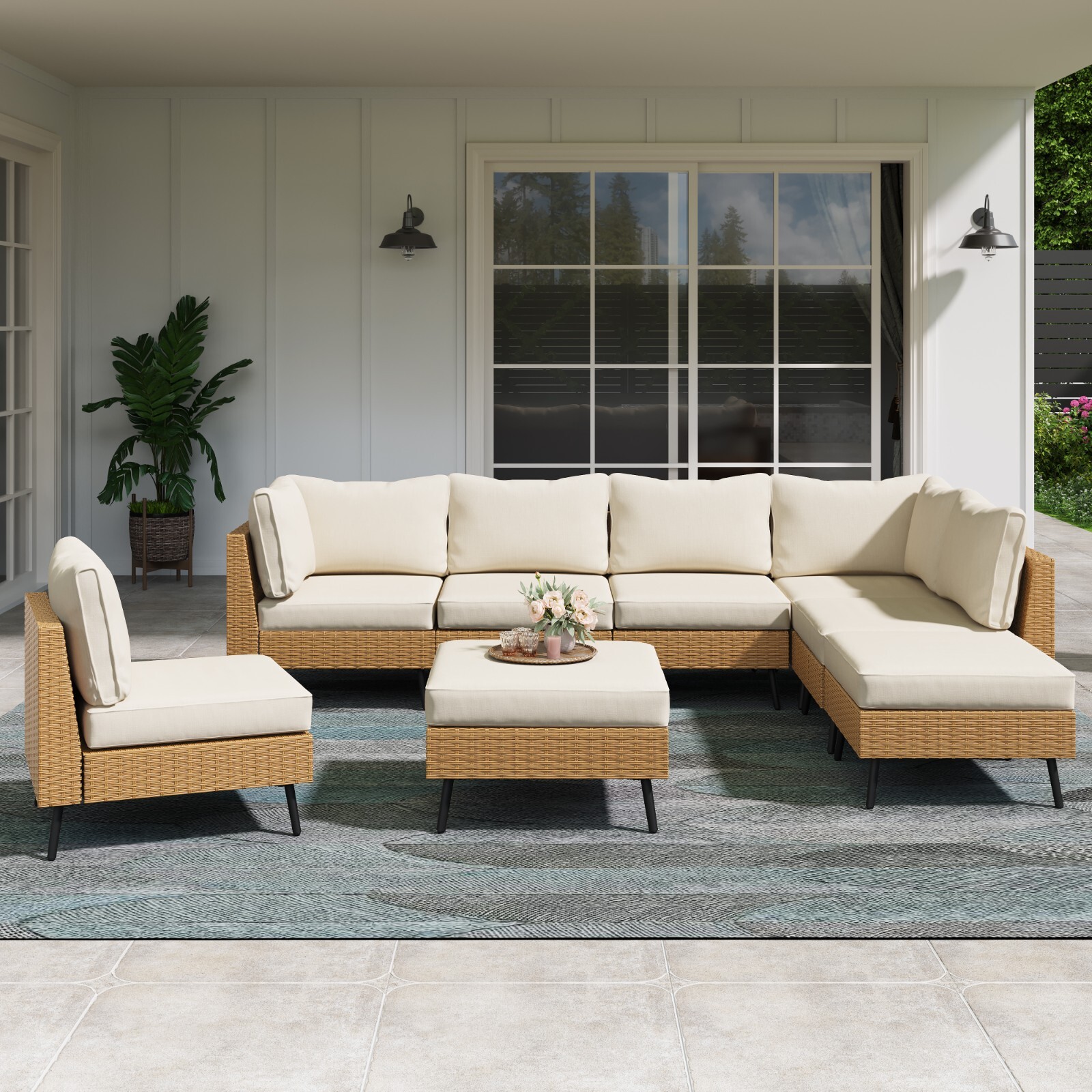 LAUSAINT HOME 8-Piece Patio Furniture Set, Outdoor Sectional Set
