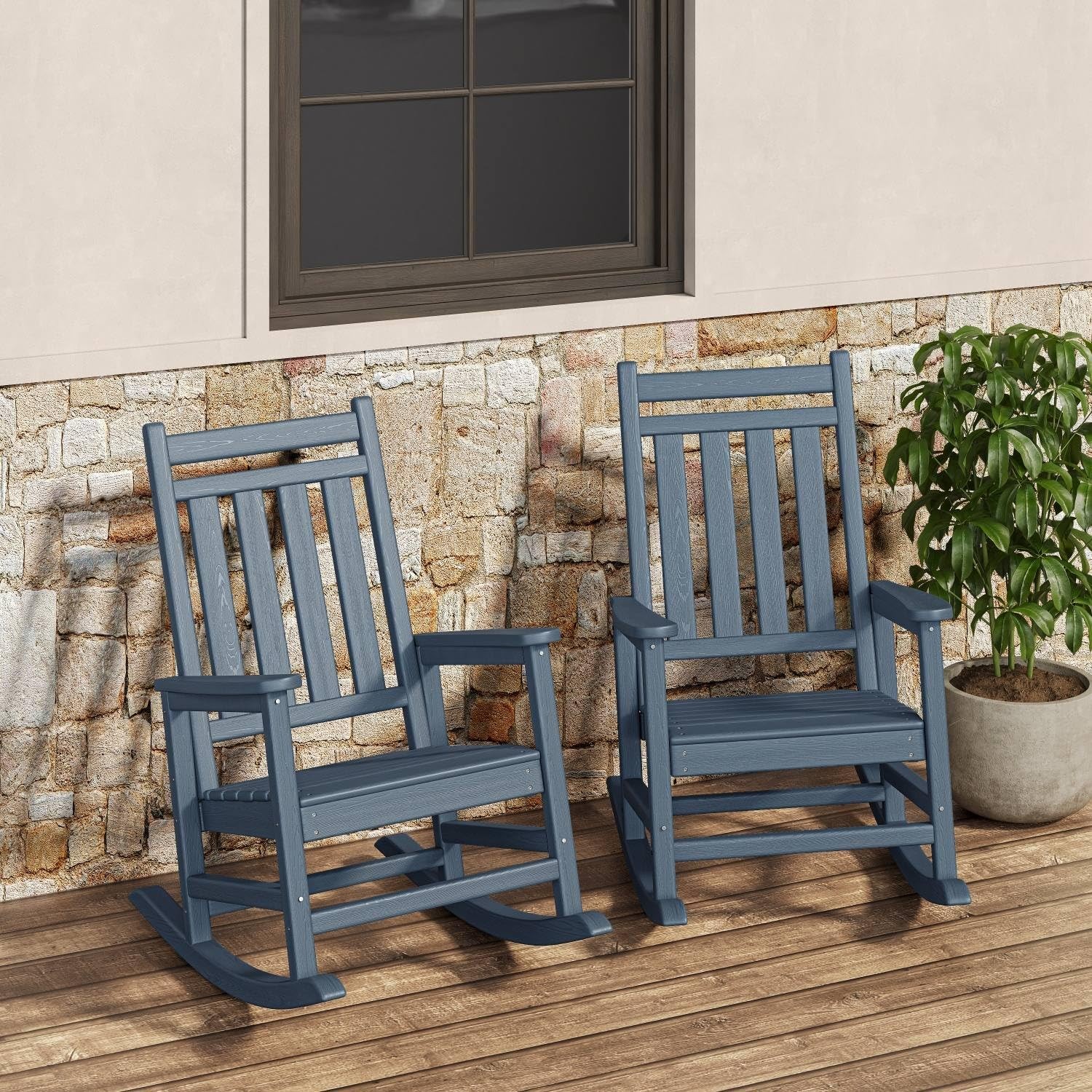 HDPE Rocking Chairs Set of 4/2/1 Outdoor Patio Porch Rockers Option w/Side Table