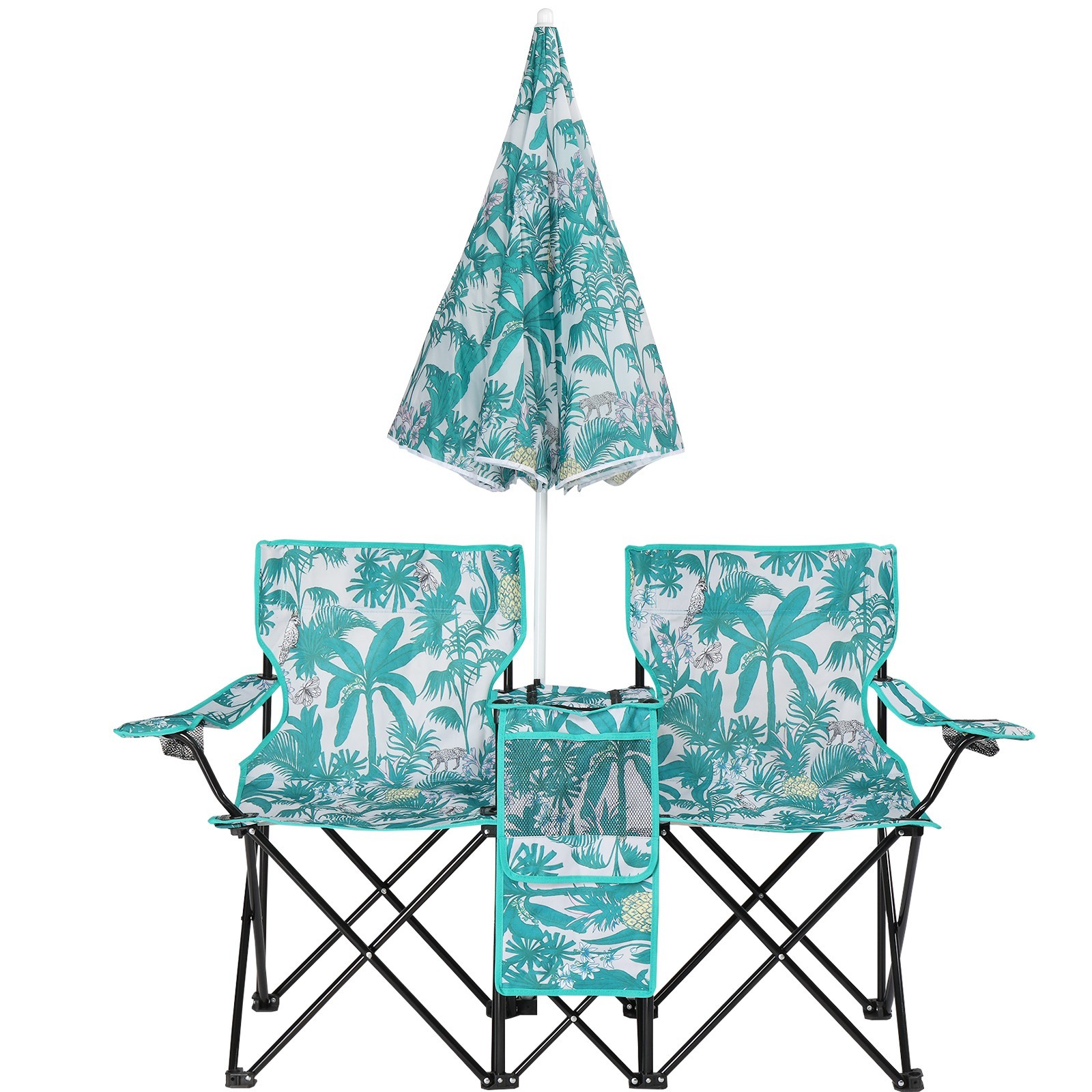 ❄️FREE SHIPPING!❄️2 Foldable Outdoor Chairs & Umbrellas 4 Camping or Tailgating!