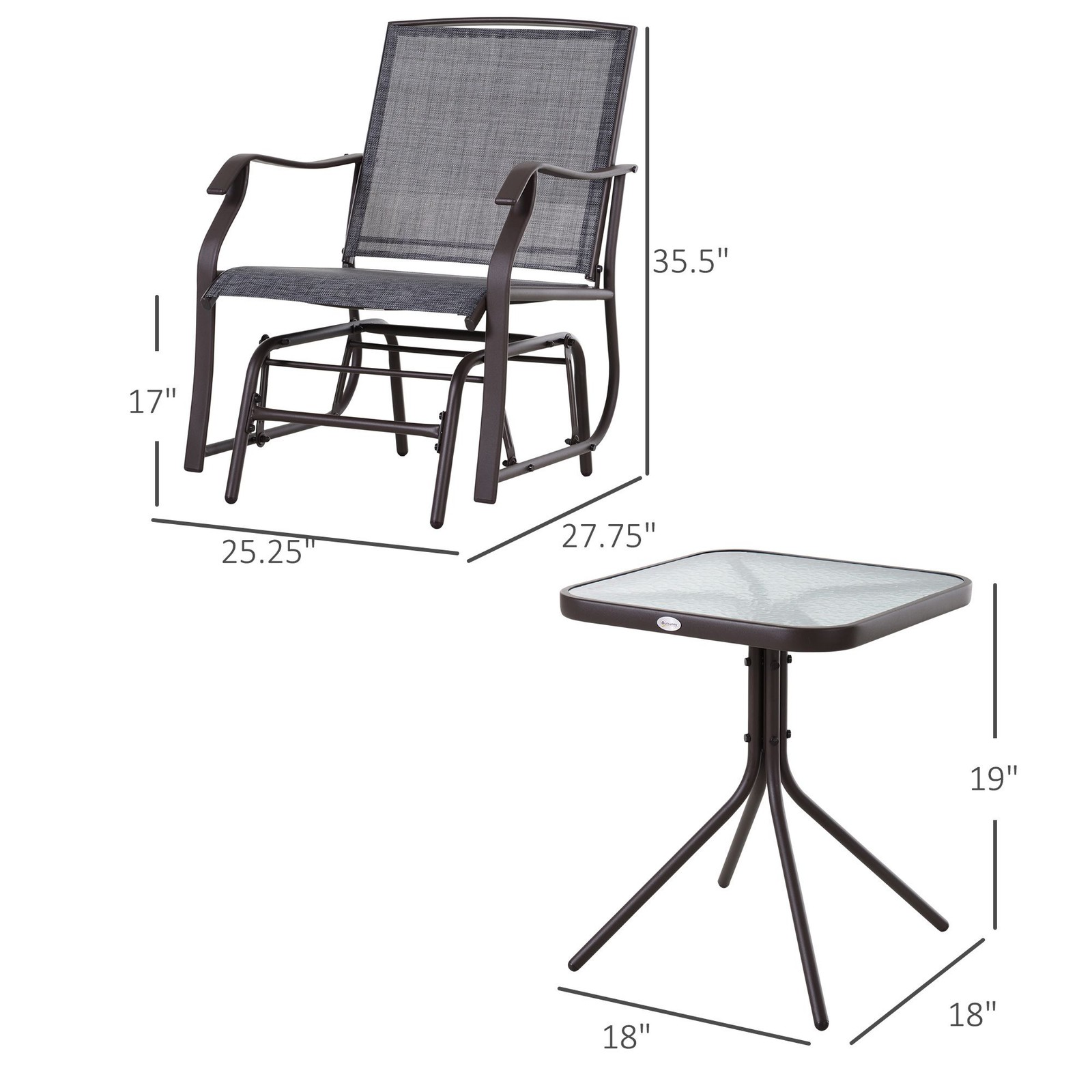 Comfortable Garden Rocker Set with Compact Footprint 352lb Heavy Duty