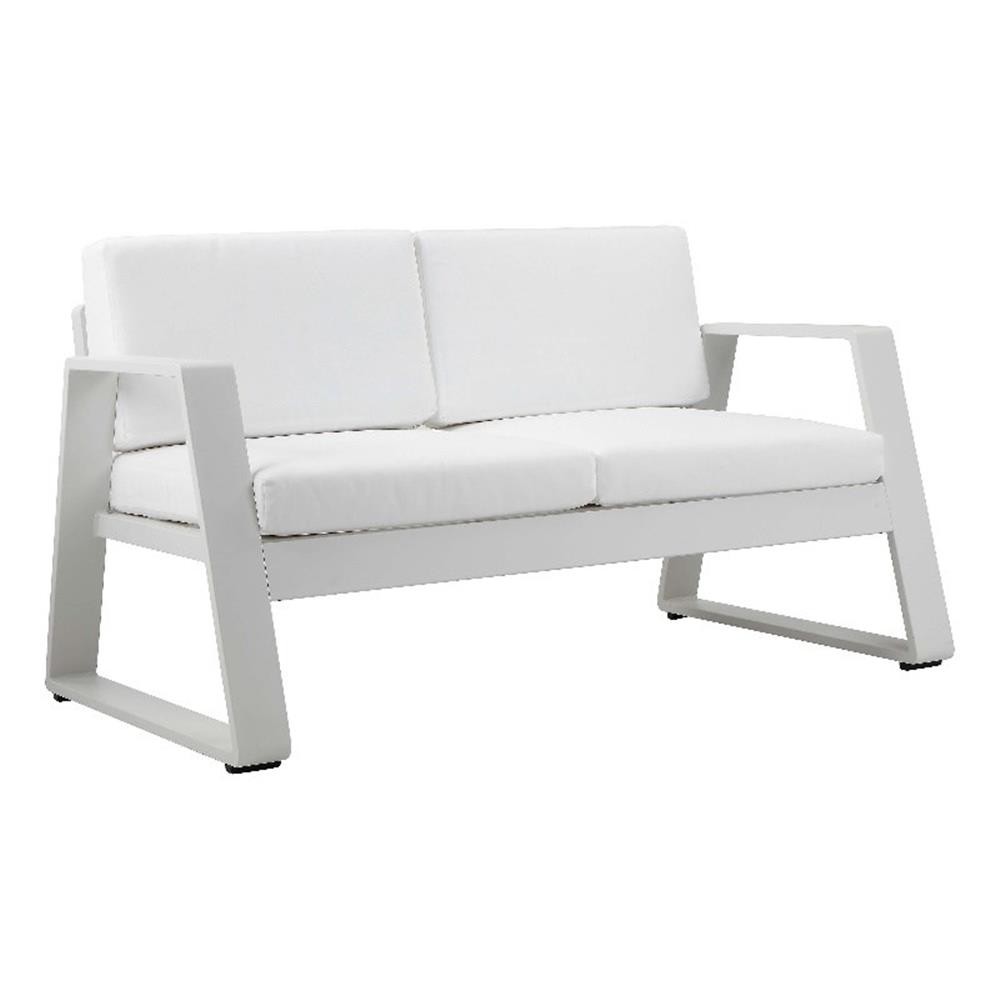 Pangea Home Air 33×57″ Two Seater Modern Aluminum Sofa in White Finish